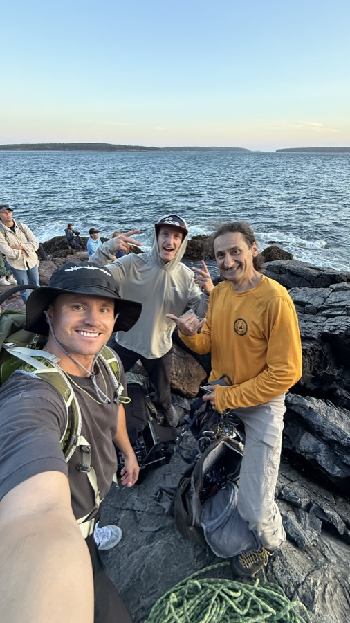 The crew and Andrea on the Acadia coast.